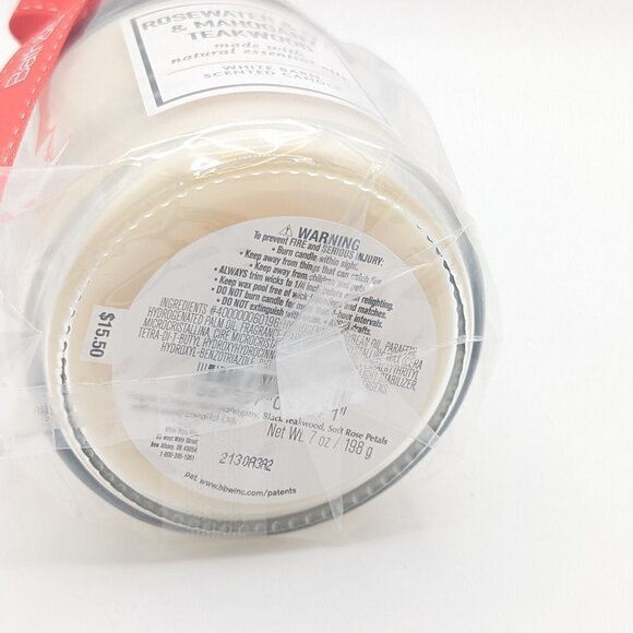 NWT Bath & Body Works Rosewater Ivy Mahogany Teakwood Candle White Barn Oil - Picture 4 of 4